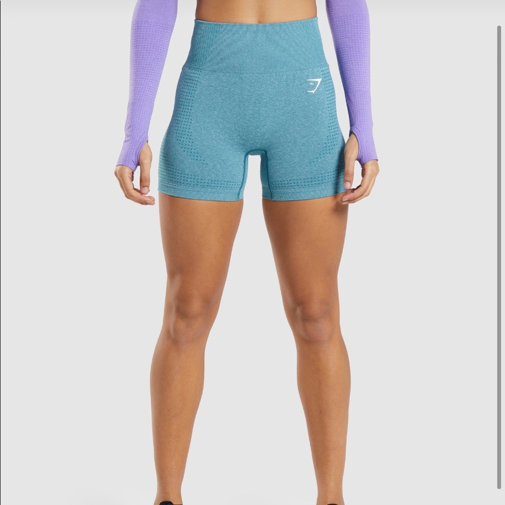 Gymshark Teal High-Waisted Seamless Workout Shorts
